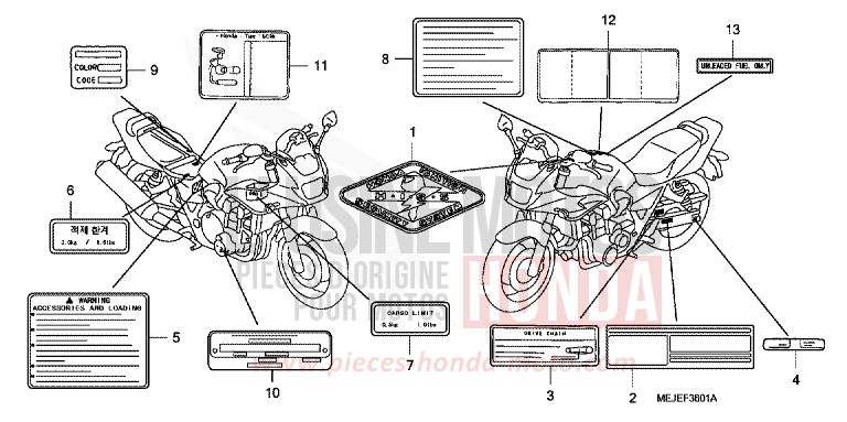 WARNETIKETT (CB1300S/SA) von CB1300 Super Bold'or ABS PEARL FADELESS WHITE (NH341KF) von 2007
